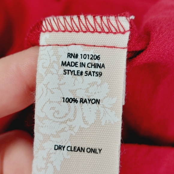 Soft Surroundings Sonnet Blouse Covered Button Ruffle Sleeve Red Shirt P3814 - Picture 7 of 8